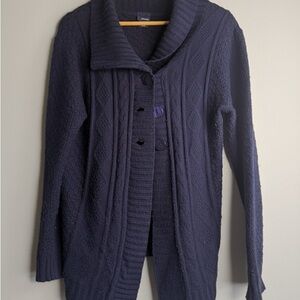 Women's Navy Blue Cable Knit Sweater